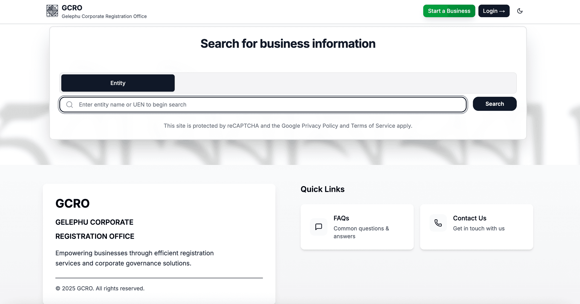Search Results and Footer Section